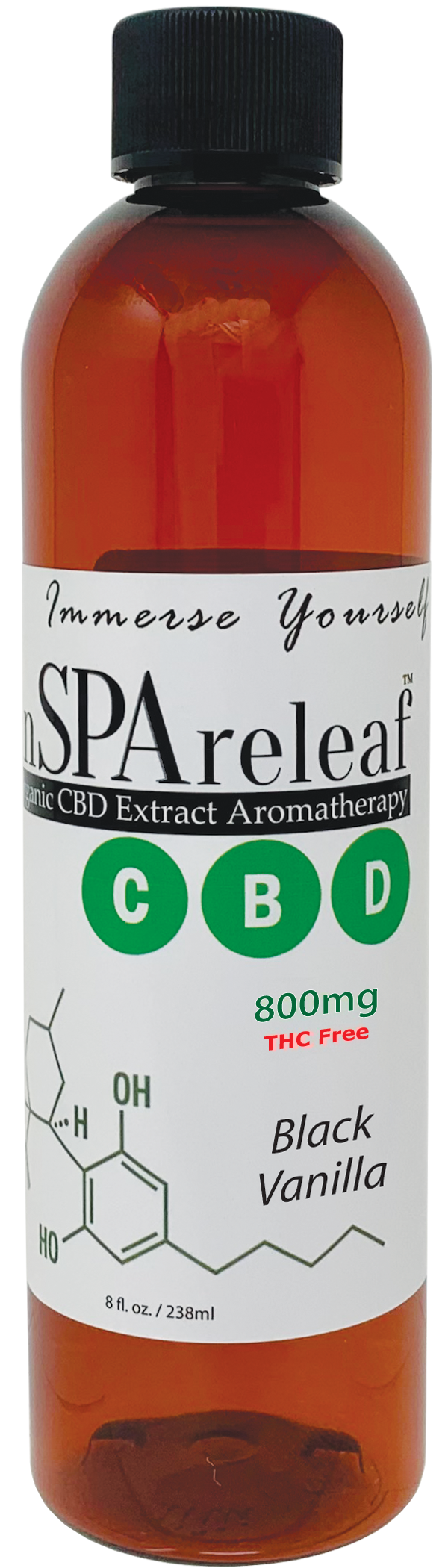 Black Vanilla 800mg - inSPAreleaf CBD 8oz Liquid Aromatherapy