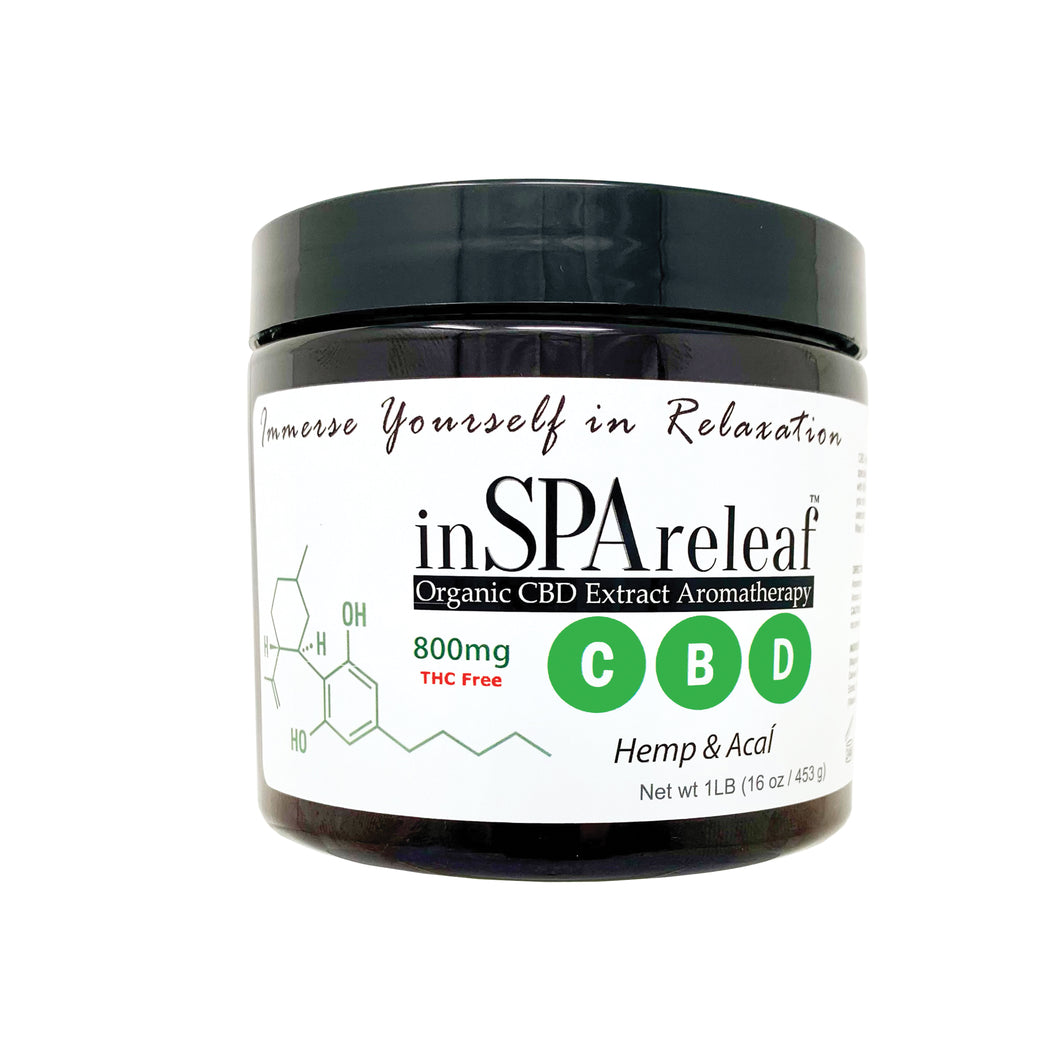Hemp & Acai 800mg - inSPAreleaf CBD 16oz Crystal Aromatherapy
